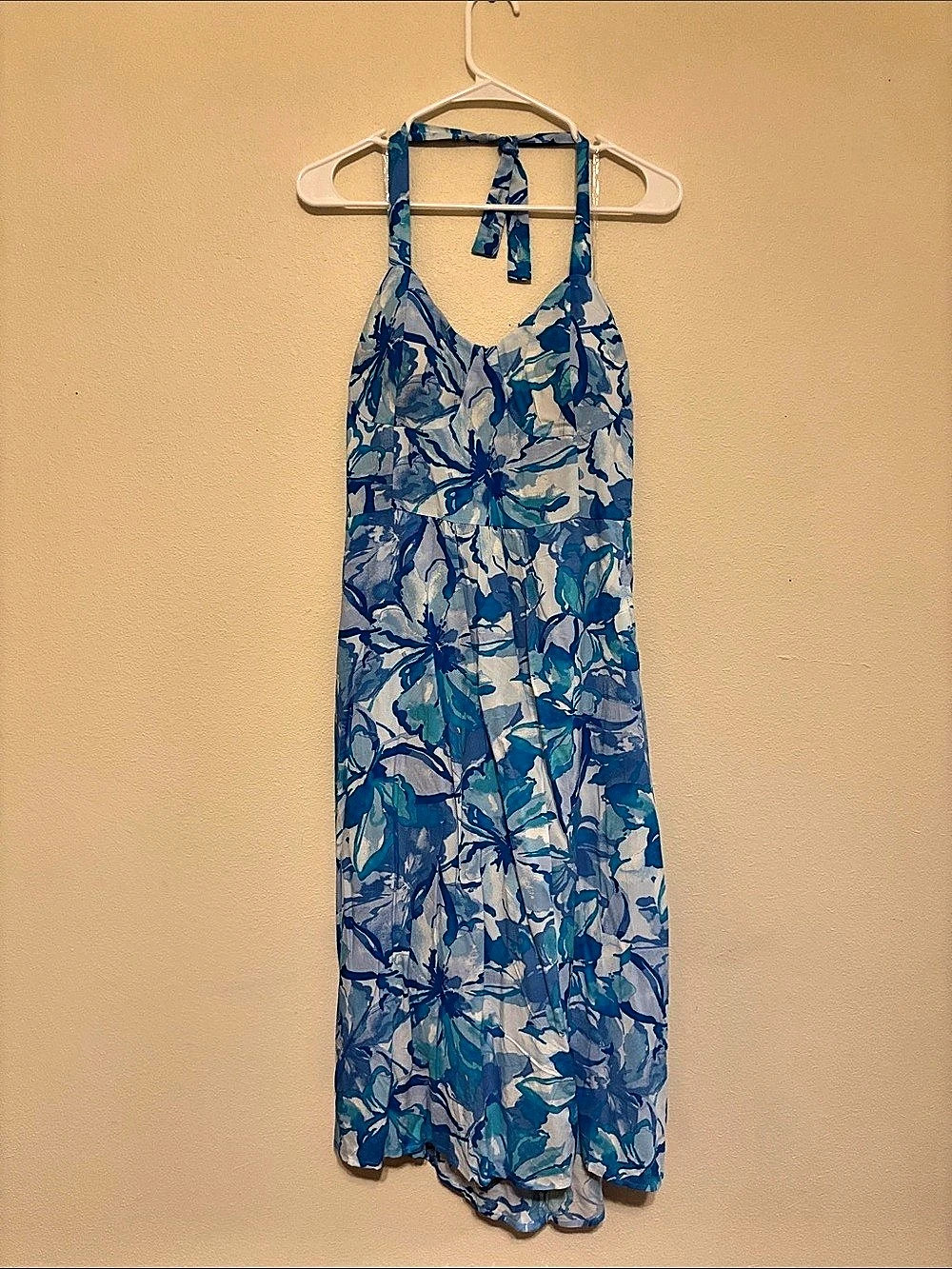 ANW Floral Maxi Dress in Blue & White Size XL NWT (HAS POCKETS)